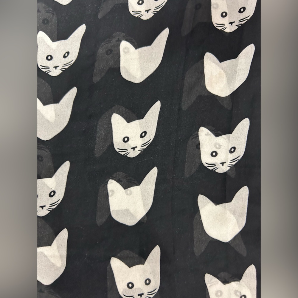 Cat scarf white black spooky Halloween cats kitty office work pets goth rescue - Picture 5 of 6